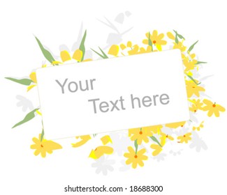 Vector promo card with yellow flower background