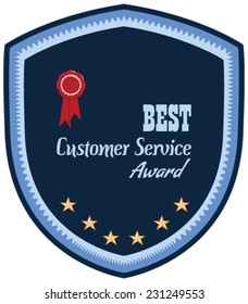 Vector promo label of best customer service award. Label to promote award or achievement.