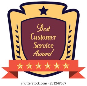 Vector promo label of best customer service award. Label to promote award or achievement.