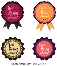 Vector promo label of best resort award of the year. Label to promote award or achievement.