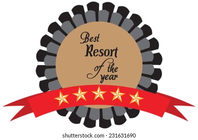 Vector promo label of best resort award of the year. Label to promote award or achievement.