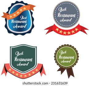 Vector promo label of best restaurant award of the year. Label to promote award or achievement.