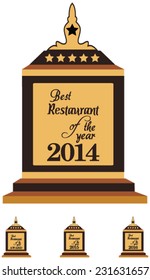 Vector promo label of best restaurant award of the year. Label to promote award or achievement.