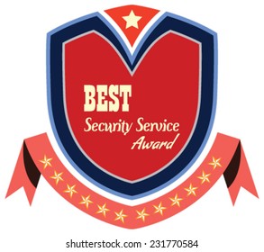 Vector promo label of best security service award of the year. Label to promote award or achievement.