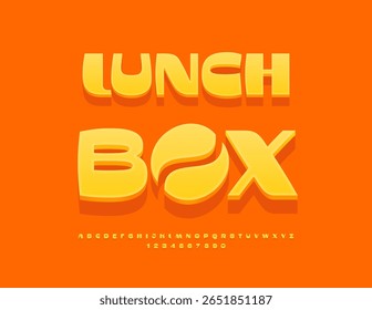 Vetor Promo logo Almoço Box. Fonte 3D moderna e elegante. Letras e números alfabéticos elegantes definidos.