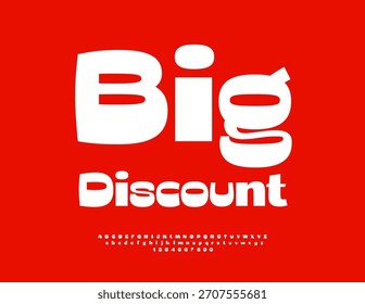 Vector Póster promocional Gran descuento. Fuente elegante de moda. Conjunto de letras y números de alfabeto con estilo