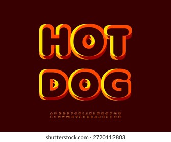 Vector Póster promocional Hot Dog. Fuente creativa de moda. Conjunto exclusivo de letras y números de alfabeto brillante.