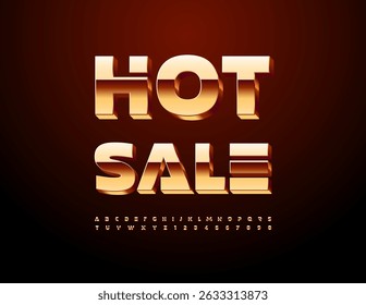 Vetor Promo pôster Venda quente. Elite Gold Font. Letras e números de alfabeto digital futurista chique definido. 