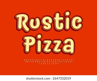 Vetor Promo placa Rústica Pizza. Fonte estilo Vintage brilhante. Conjunto de Letras Alfabéticas e Números.