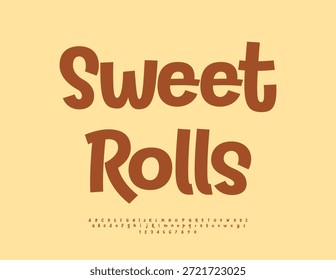 Vetor Promo adesivo Sweet Rolls. Fonte Castanha Criativa. Letras e Números Alfabetos Decorativos. 