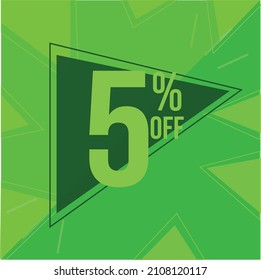 vector promotion 5% off green colors and geometric shapes, five percent off , offer, sale