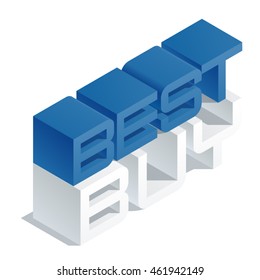 Vector promotion banner with 3D volume letters. Slim three dimensional isometric text Best buy