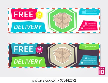 Vector promotion banner Free Delivery. Business horizontal flyer template.
