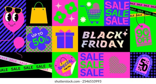 vector promotion black friday, flah sale, year end sale concept, brochure and banner design, modern element design