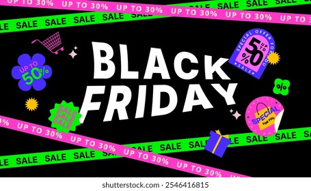 vector promotion black friday and year end sale concept, brochure and banner design, modern element design