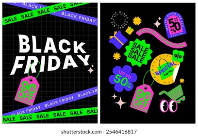 vector promotion black friday and year end sale concept, brochure and banner design, modern element design