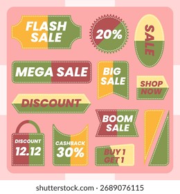 Vector promotion, discount and promotion tag set