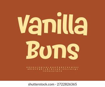 Logotipo da promoção vetorial Vanilla Buns. Fonte Manuscrita Engraçada. Letras e números alfabéticos brincalhões definidos.