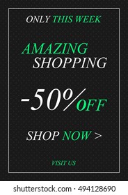 Vector promotional Amazing Shopping banner for online stores, websites, retail posters. Creative banner layout for m-commerce, mobile promotions, retail sale materials, coupons, advertising.
