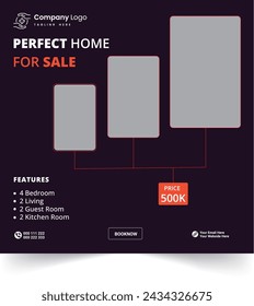 Vektor-Werbe-Post-saubere Immobilien-Haus quadratische Instagram-Post oder Social Media-Post-Vorlage-Design