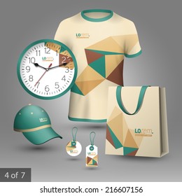 Vector promotional souvenirs design for company with origami elements. Elements of stationery.