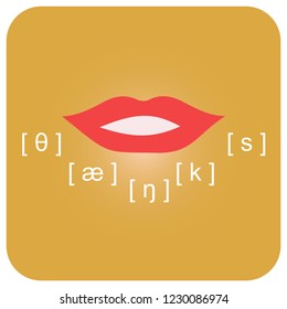 Vector pronunciation icon for teaching  foreign languages