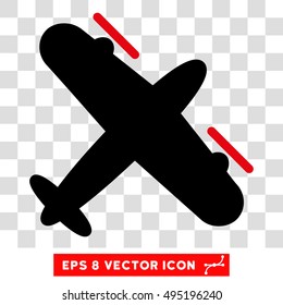 Vector Propeller Aircraft EPS vector pictograph. Illustration style is flat iconic bicolor intensive red and black symbol on a transparent background.