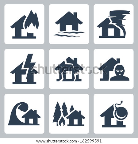 Vector property insurance icons set