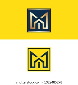Vector property logo design template, real estate logotype element golden shape and two tone colors