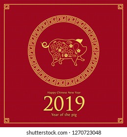 vector, prosperity, chinese new year, graphic, lunar, design, east, concept, isolated, pattern, gold, art, wallpaper, lunar new year, 2019, china, culture, illustration, flower, wishing, zodiac, asia,