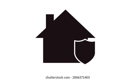 Vector Protected House Icon. Vector isolated illustration of a house with a shield 