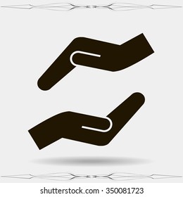 Vector protecting hands icon