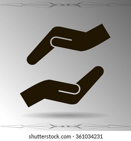 Vector protecting hands icon