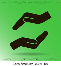 Vector protecting hands icon