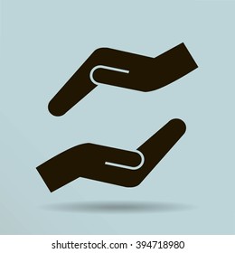 Vector protecting hands icon