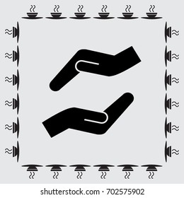 Vector protecting hands icon