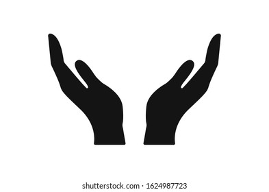 Vector protecting hands icon. Cupped hands