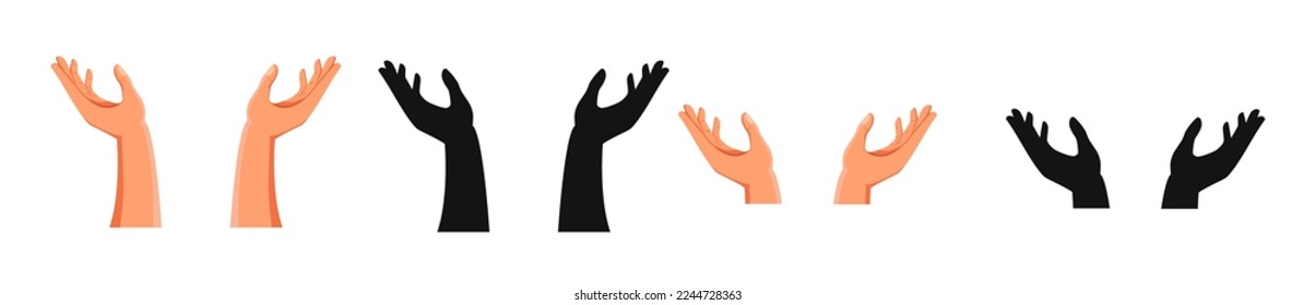 Vector protecting hands icon. Cupped hands