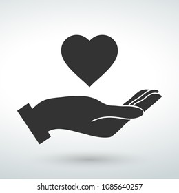 Vector protecting hands icon heart