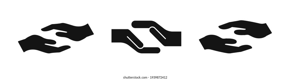 Vector protecting hands set icon. Cupped hands