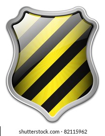 Vector Protection Icon - Glossy Black and Yellow Shield