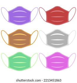Vector protective breathing mask icon. Industrial safety N95 blue mask, dust proof respirator and breathing medical respirator mask. Face mask. Hospital or pollution protect face masks.