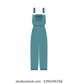 Vector protective uniform costume icon. Overall suit for work in manufacturing, carpenter or repair service. Professtional industrial safety wear, isolated illustration