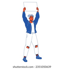 vector protest man cartoon illustration isolated sticker