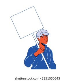 vector protest man cartoon illustration isolated sticker