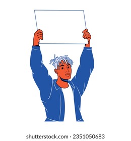vector protest man cartoon illustration isolated sticker