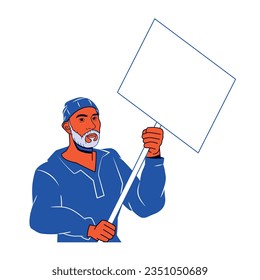 vector protest man cartoon illustration isolated sticker