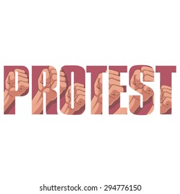 Vector protest  poster with double exposure effect