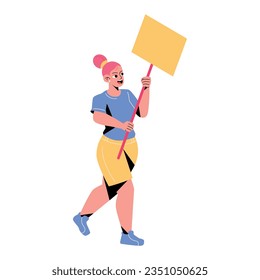 vector protest woman cartoon illustration isolated sticker