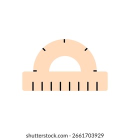 Vector protractor icon for school and geometry projects. Ideal for math and educational designs.
